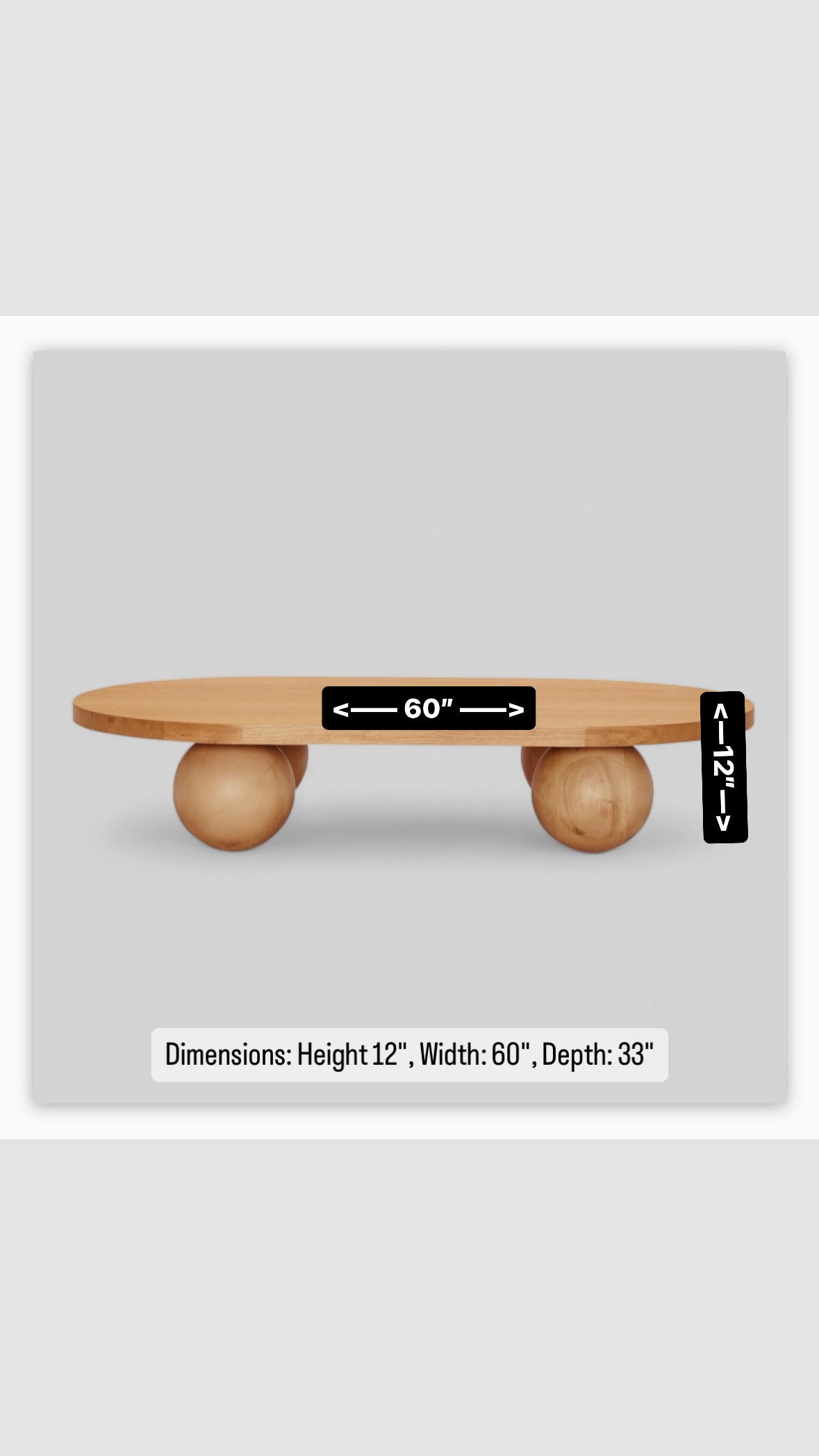 Oval Coffee Table w/ Spherical Legs