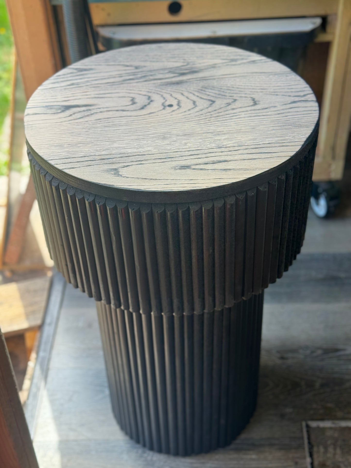 Custom Round Fluted End Table