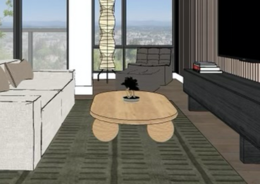 Oval Coffee Table w/ Spherical Legs